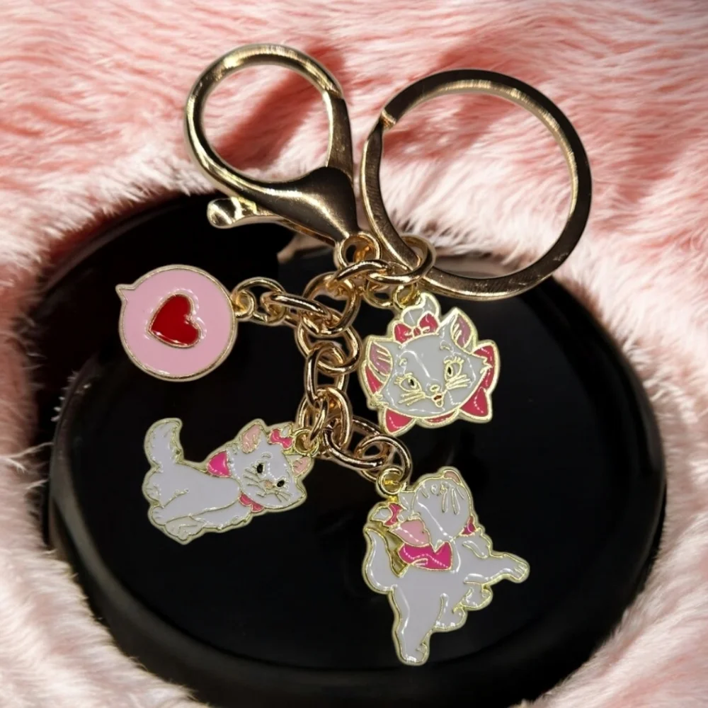 Marie Cat Keychain Disney Aristocats Enamel Bag Charm Key Ring Parisian Chic